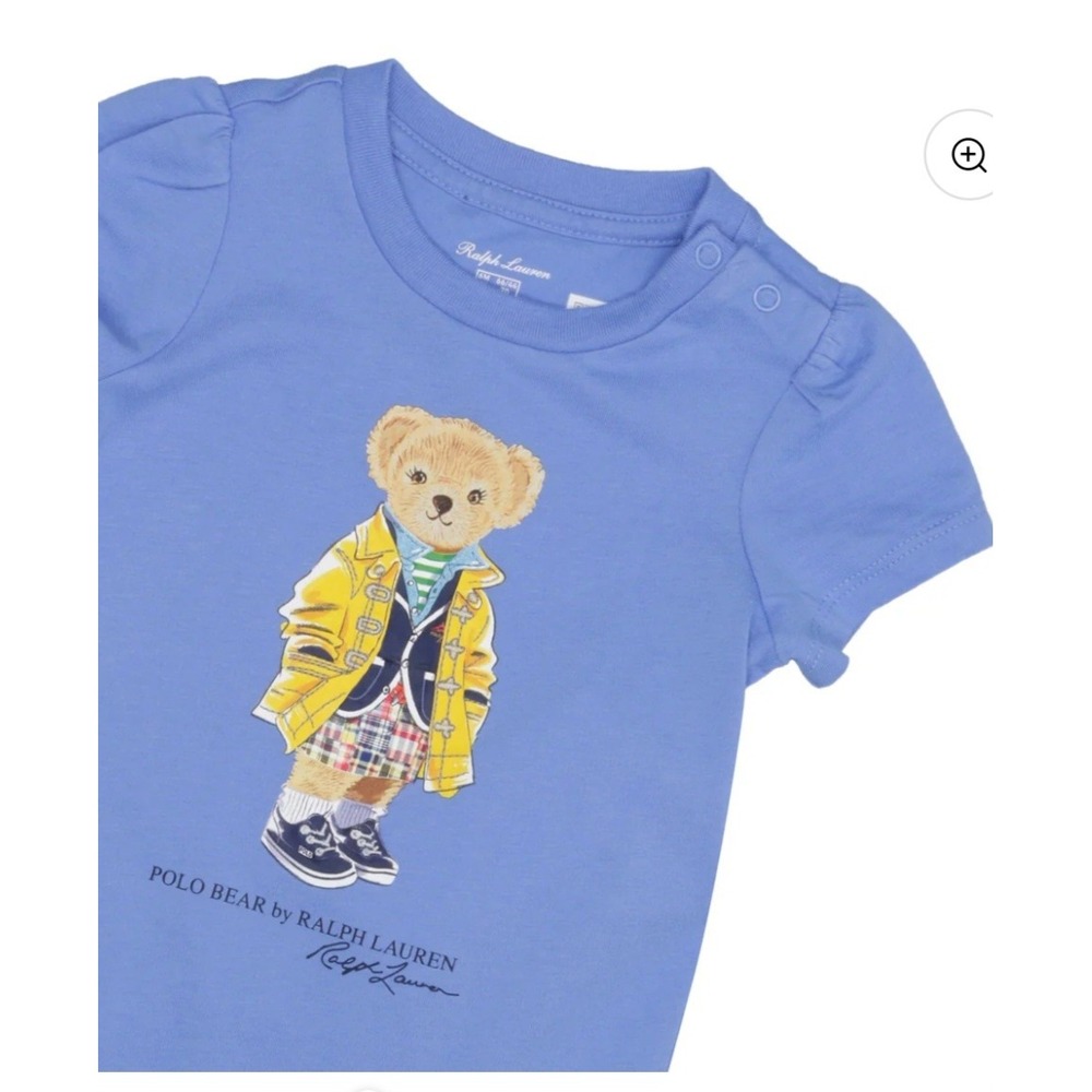 Ralph Lauren Polo Bear Blue Cotton Bodysuit Watch Hill 18M 310907988001‎